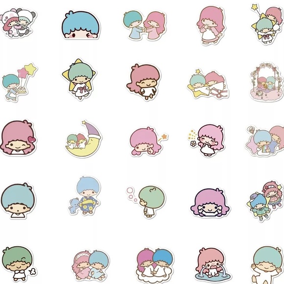 Sanrio Little Twin Stars Stickers 50 Pcs, Waterproof Vinyl Kawaii - Picture 3 of 6